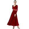 Stadium Slijtage FLHY0285 Shining Taille V-hals Vrouwelijke Ballroom Dans Jurk Vrouwen Moderne Wals Dansen Tango Training Kostuum