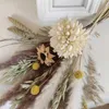 Torkade blommor naturliga palmfläktar lämnar gräsdekor guld boll bröllop hem rum dekoration