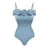 Costumi da bagno femminile da nuoto in spiaggia per la spiaggia da bagno da bagno un pezzo 2023 abita da bagno fiore francese cucendo un solido beachwear in poliestere push up