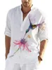 メンズドレスシャツ2023バードプリント長袖のシャツの男性スタンドカジュアルヴィンテージハワイアン230628用カラーカーディガンボタン