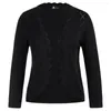 Women's Knits KK Women Scalloped Placket Cardigan 3/4 Sleeve V-Neck Sweater Knitwear