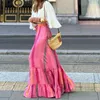 Skirts Casual Elastic High Waist Print Long Ruffle Dress Y2K Clothes Summer Women Elegant Bohemian Maxi 230627