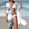 Damskie stroje kąpielowe boho kostium kąpielowy Cover Ups Women Floral kimono druk bikinis mikro bikini paski Trójkątne paski letnie plaż