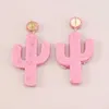 Boheemse etnische stijl roze regenboog rocailles oorbellen cactus vormige handgemaakte oorbellen