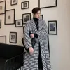 الرجال الصوف 2023 الخريف الشتاء الكورية سميكة مزاجه Houndstooth معطف صوفي طويل الرجال بطول الركبة النمط البريطاني سترة واقية من الرياح