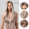 Perruques synthétiques ALAN Platinum Blonde avec surbrillance blanche Dark Roots Hair pour les femmes Long Wavy Cosplay Wig Résistant à la chaleur 230627