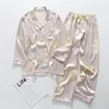 Women's Sleepwear Pajamas Sets Women Japanese Traditional Style Summer Ladies Imitation Silk Printing Casual Long Sleeve Homewear Sexy