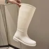 Bottes 2023 mode bout rond longues dames fermetures à glissière modernes en plein air femme décontracté semelle épaisse chaussures Chelsea femmes genou haute 230628