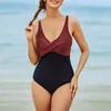 Maillot de bain femme couleur unie maillot de bain femmes 2023 été plage pour une pièce Sexy col en v réservoirs licou maillot de bain Biquinis