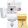 Paper Phomemo 3 Rolls Thermal Imprimante Paper White / Gol Glitter / Silver Glitter Sticker pour M02 / M02 Pro Protable Protable Selfadhesive Imprimante