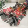 Scarves Fashion Plum Blossom Flower Chiffon Georgette Scarf Women Printing Long Soft Wrap Shawl Beach Kerchief Foulard