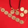 Collana Orecchini Set Bracciale con ciondolo a moneta in oro etiope alla moda