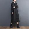 Women's Hoodies 가을 2023 여성 중간 길이 까마귀 드레스 느슨한 패션 자카드 간단한 솔리드 컬러 스트레이트 풀오버 빈티지 스웨터