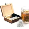 Bar Tools Whiskey Stones Set 9 Granite Rocks Wooden Box Velvet Bag Reusable Cooling Ice Cubes 230627