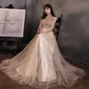 Ethnic Clothing Woman Exquisite Sequins Bling Beading Evening Dress Long Sleeve A-Line Floor-Length Tulle Party Formal Gown