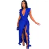Women's Swimwear Kaftans For Women Summer Dress Outfits 2023 With Sexy Neck JumpSuit Two Piece Take Irregular Skirt Solid Polyester Tunics