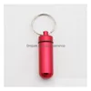 Keychains Lanyards 7 Colors Metal Container Keychain Aluminum Pill Box Holder Portable Mtifunction First Aid Pills Key Chain Bottl Dh6Nv