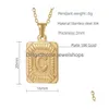 Pendant Necklaces Rec Initial Letter Charm For Men Women 18K Gold Plated Stainless Steel Capital Letters Necklace Rolo Chain Drop De Dh1O6