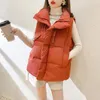 Blusas Femininas Inverno Colete Algodão Feminino Curto Coreano The Net Estilo Vermelho Gola Alta Colete Estudante Tamanho Grande 2GG