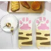 ベイクウェアオーブンミッツ耐久性コットンモダンなかわいい子猫と猫の足のパターンベーキングと電子レンジ