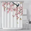 Rideaux de douche rose Floral rideau doublure asiatique Style japonais fleur fleurs de cerisier imperméable impression 3D bain 230628