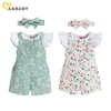 Kleidungssets ma baby 3 24M geboren Kleinkind Baby Mädchen Kleidung Blumendruck Overall Overalls Stricken T-shirt Tops Sommer Outfits 230627