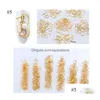 Nail Art Décorations Nouveau Salon Mixte 3D Diy Creux En Métal Cadre Or Rivet Manucure Accessoires Shell Curseur Goujons Drop Delivery Guérir Dhmjd