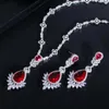 bridal silver 925 jewelry sets wedding high quality blue green zircon pendant necklace drop earrings set for women