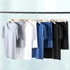 Men's Sleepwear Men Pajamas Short Sleeves Solid Color Loose Elastic Waist Wide Leg Home Wear Casual Soft T-shirt Shorts Set For Sleeping