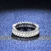 Commercio all'ingrosso 925 Sterling Silver Cuban Link Emerald Moissanite Eternity Ring No Appannamento Wedding Engagement