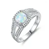 Cluster Rings Beautiful Cute Simple Round Jewelry White Fire Opal Cz Champagne Crystal From Austrian Ring For Women Wholesale