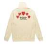 CDG Hoodies Commes Mens Hoodie Designer Com des Garcons Sweatshirt Mockneck Play Big Hart Hoodie Volledige Zip Up Beige BRAND XY0D