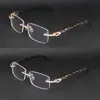 Tasarımcı Mozanit Elmas Seti Jantlar Gözlük Kadın Erkek Orijinal Beyaz Karışım Siyah Manda Boynuzu Kabuklu Optik Çerçevesiz Gözlük Erkek Ahşap Gözlük Toptan Satış