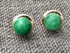 Stud Earrings Natural 10mm Green Jadeite Jade