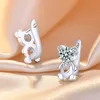 Boucles d'oreilles ours en Zircon, petit cerceau Huggies, bijoux en argent