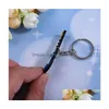 Keychains Lanyards 10 Styles Creative Musical Keychain PVC Mini Piano Guitar Drums Söt för Woman Man Child Key Prydnad Drop Deli Dhgyo