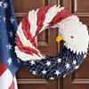 Decorative Flowers Party Decoration Front Door Wreath Exquisite Creative Red White Blue Festive Stainless Steel Pendant Eagle