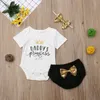 Rompertjes 3 STKS Leuke geboren Baby Meisje Outfits Kleding Tops Bodysuit Shorts Broek Set 230627