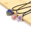 Naturalny nieregularny surowy kryształowy wisiorek ruda Energia Energia Lapis Rose Kwarc Kamień Healing Amethyst Naszyjnik Hurtowa