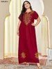 Plus size Dresses Siskakia Size Women Clothing Chic Gold Thread Embroidered Short Sleeve Beaded Maxi Dress Arab Ethnic Robe Summer 2023 Eid 230627