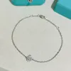 Luxury Chain Brand Designer s925 Sterling Silver Water Drop Triangle Zircon Charm Chain Bracelet For Women Wit Box