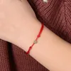 Charm Bracelets Handmade Stainless Steel Love Heart Shape Bracelet Thin Red Rope Thread String For Men Women Couples