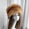 Naturalny lis futra rosyjska Ushanka żeńska zimowa kapelusz dla kobiet ciepły puszysty popularny styl żeńska czapka ogona moda prawdziwe futrzane czapki