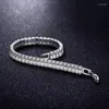 Bracelets porte-bonheur 4/5mm zircon cubique Tennis Bracelet glacé chaîne pour femmes hommes couleur or bijoux en argent
