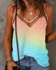 T-shirt damski moda 2023 Summer Casual V-Neck brokatek spaghetti zbiornik cami top kamizelka y2k streetwear tee