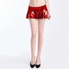 Skirts Shiny Pleated Short Fashion Summer Women Double Layer Low Stretch Waist Candy Color Laser Gold Silver Red Bottom