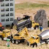 Diecast Model auto 3 Pack van Diecast Engineering Bouwvoertuigen Dump Digger Mixer Truck 150 Schaal Metalen Model auto Trek Auto Kinderen Speelgoed 230627