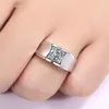 Küme Yüzükler Moda Zirkon Elmas Taşlar Erkekler Için Mozanit Beyaz Altın Gümüş Renk Bague Takı Muhtasar Aksesuarlar Hediyeler