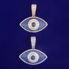 Pendentif Colliers Blue Eye Or Réel Couleur Femmes Hip Hop Bijoux 230621