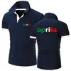 Herrpolos 2023 Frankrike Summer Motorcykel Aprilia Tryck Bomull Högkvalitativ kort ärm Fashion Classical Casual Polo Shirts Tops